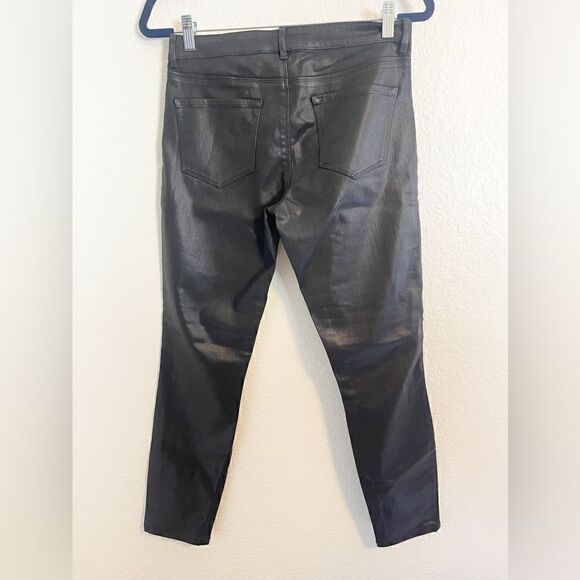 Ellie Tahari Azella Black coated denim waxed skinny jean Legging 6 - Picture 4 of 8